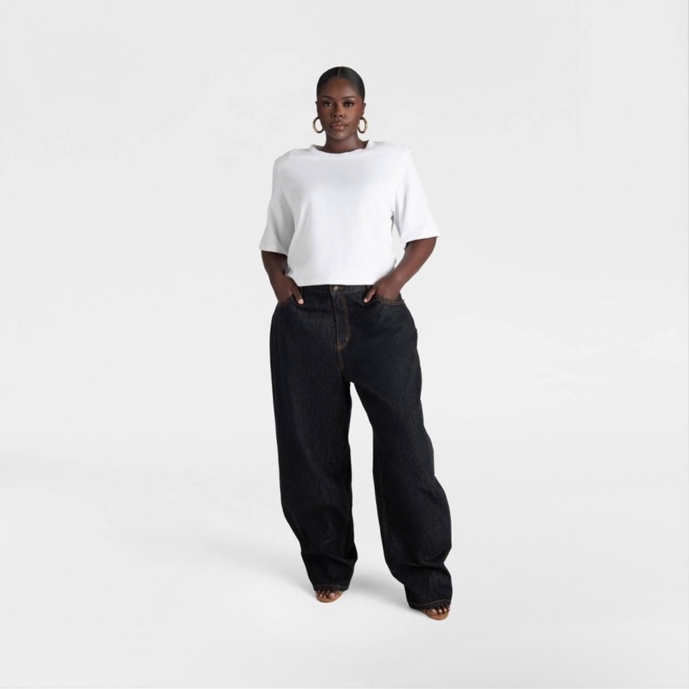 KBB by KAHLANA Women's Mid-Rise Wide Leg 'The Kahlana Jean' Dark Indigo - Picture 5 of 6